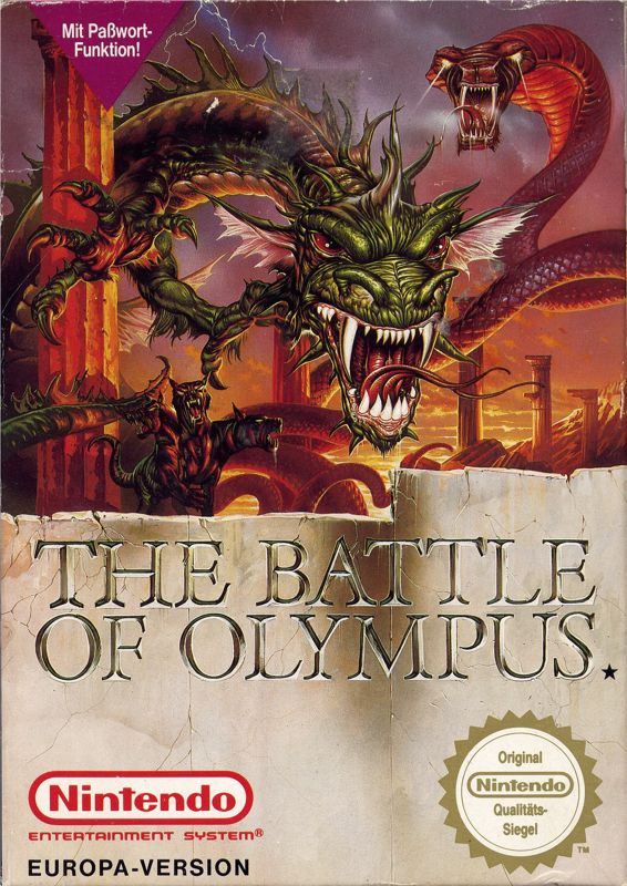 Battle of Olympus box art for NES